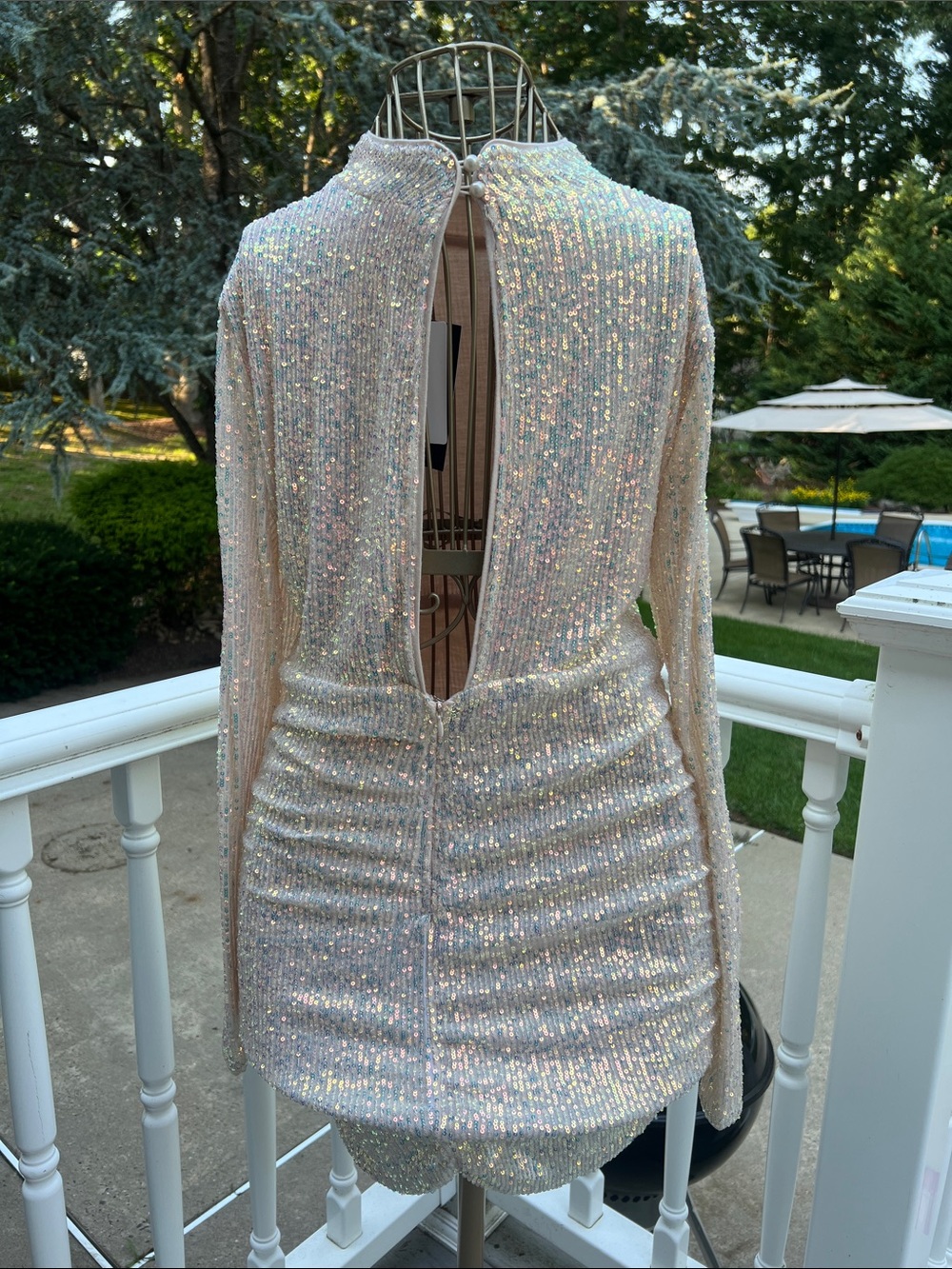 Fashion Nova Iridescent Sequin Mini Dress - Pink Champagne - Picture 5 of 9